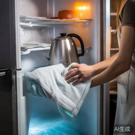 温水浸毛巾除霜法