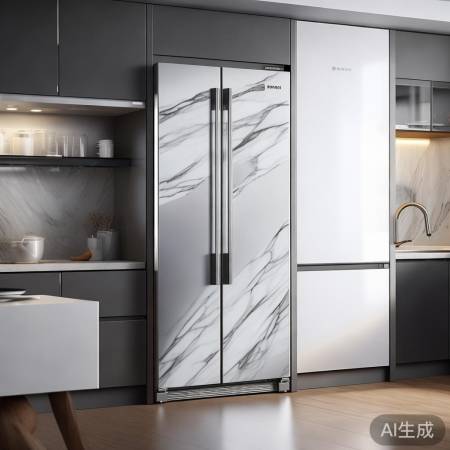 博世大理石面板冰箱,时尚厨房神