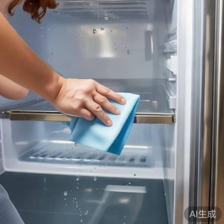 “酒精擦拭去冰箱水渍,不留异味