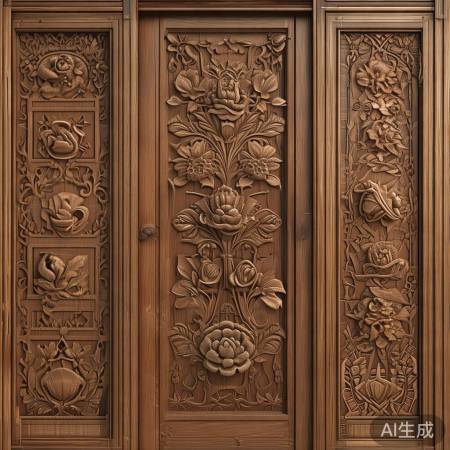 雕花图案：花卉、人物、几何