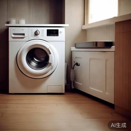 洗衣机旁，垃圾桶适中