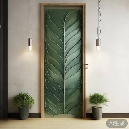 荷叶门旁绿植与装饰