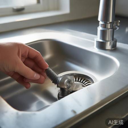 拧下螺丝，取下水槽盖