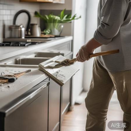 安装完毕,清洁厨房