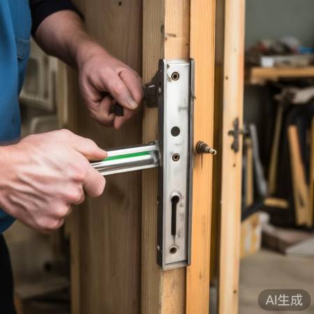 锁体安装，确保水平