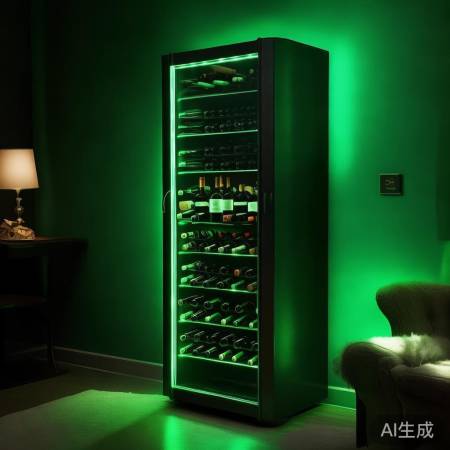 绿色灯带点亮酒柜,温馨护酒又时