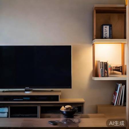 电视旁简洁收纳增生活气息