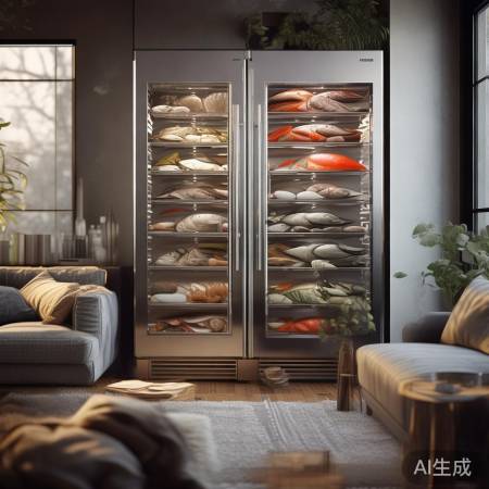 “国外潮流：客厅冰箱海鲜风”