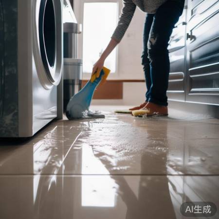 清理洗衣机，避免水渍扩散