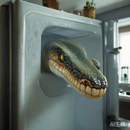女子冰箱惊现蛇头
