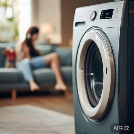 洗衣机启动,享受闲暇时光。