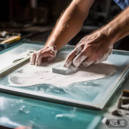 打磨旧胶,涂肥皂水粘新玻璃