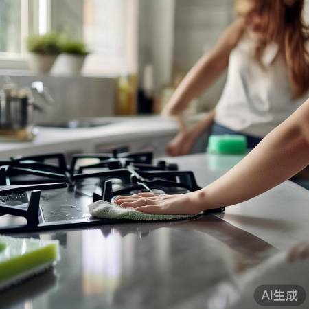 轻柔擦拭燃气灶表面
