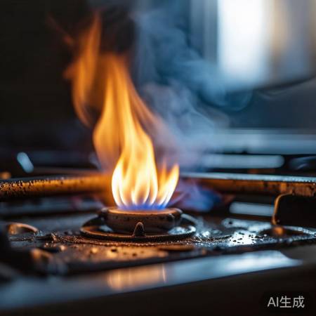 燃气杂质多，火苗异常，换优质燃