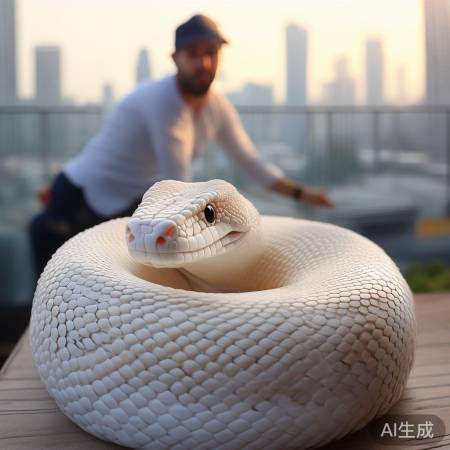 阳台惊现白化蟒蛇