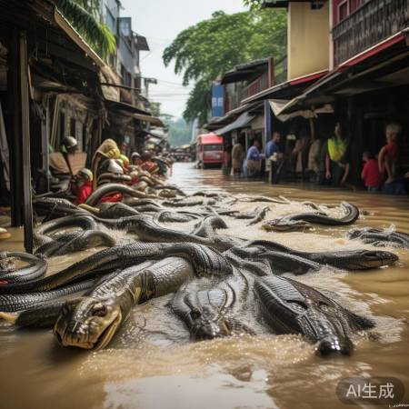 泰国洪灾蛇鳄出没，环保行动刻不