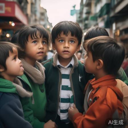 “小学生街头暖心安慰小孩”